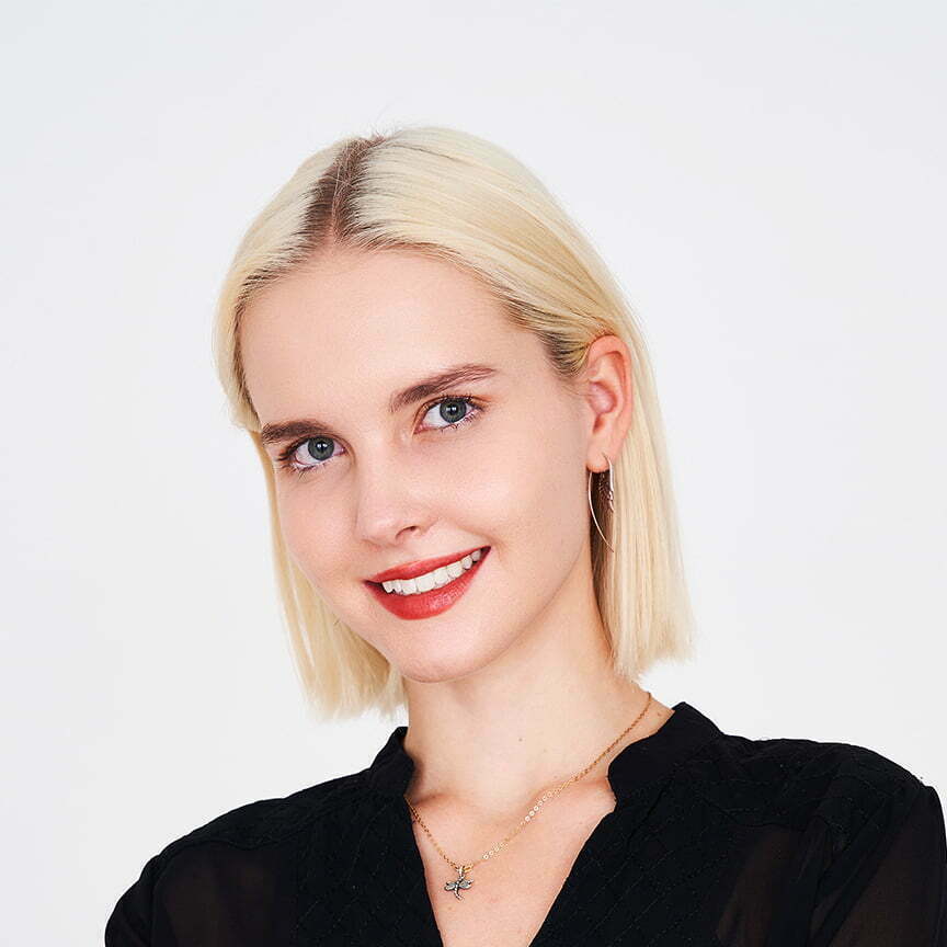 headshot of Anastasiia Kozii, Marketing Coordinator at First Rank Seach Engine Marketing