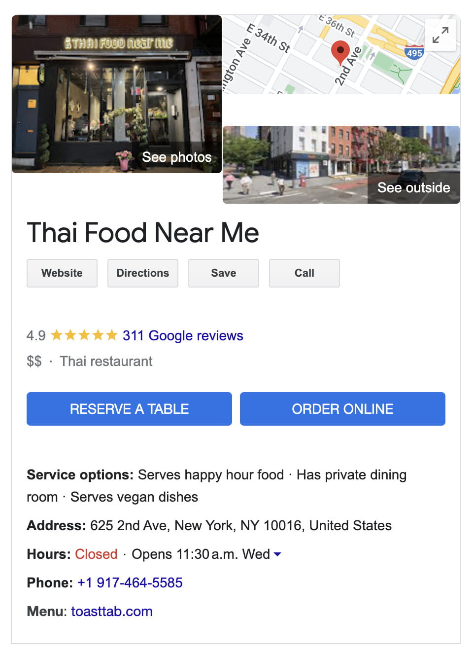 example of a Google business profile